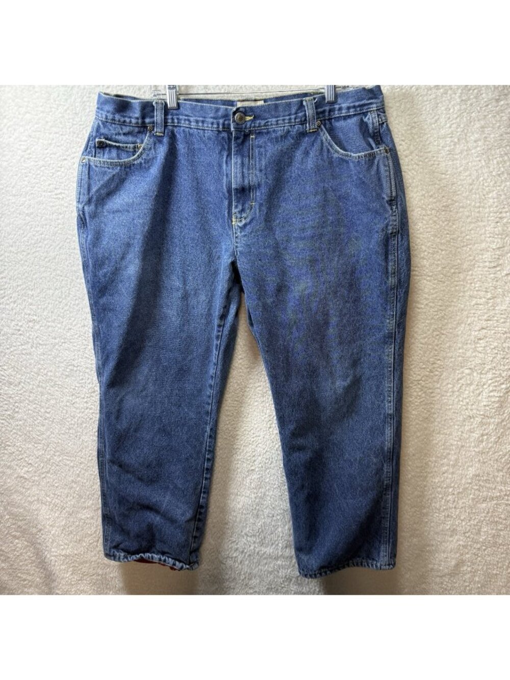 Red Head Fleece Lined Jeans Mens 42x29 Blue Denim Insulated Hunting Pants